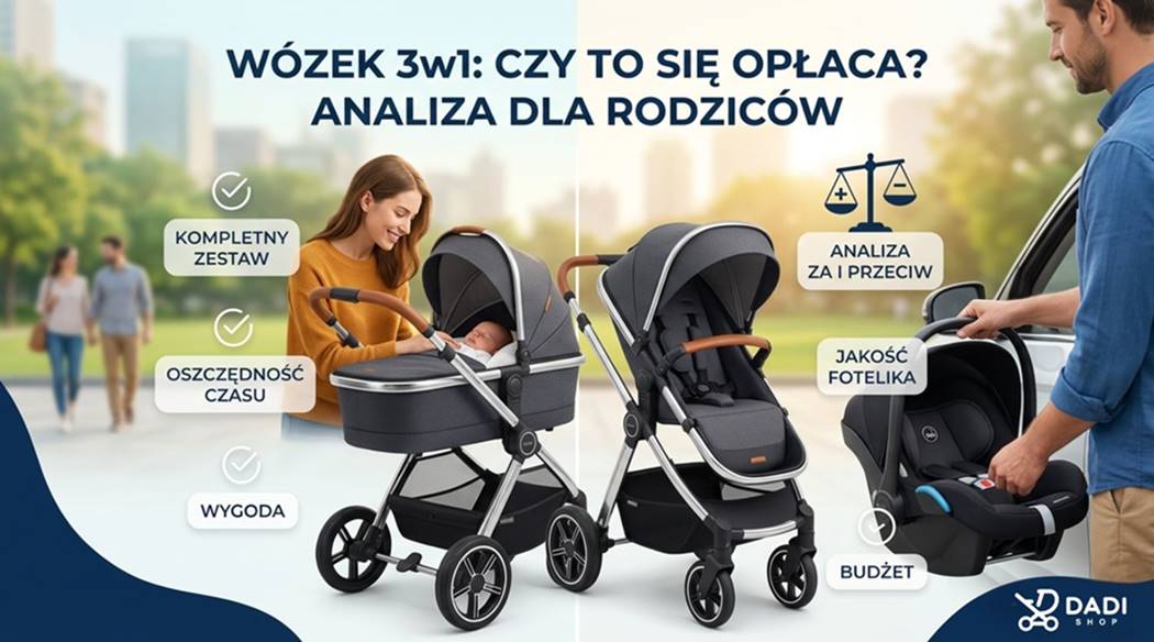 Wózek 3w1 czy się opłaca – analiza zalet i wad dla rodziców - infografika dadi-shop